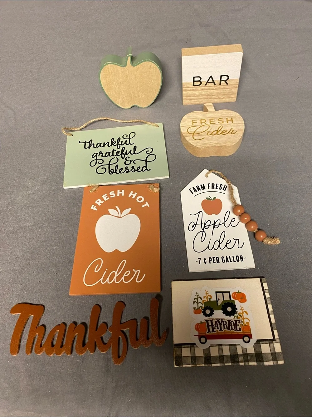 Tiered tray accessories - Fall Apple Cider Decor Set in Orange, Green, White
